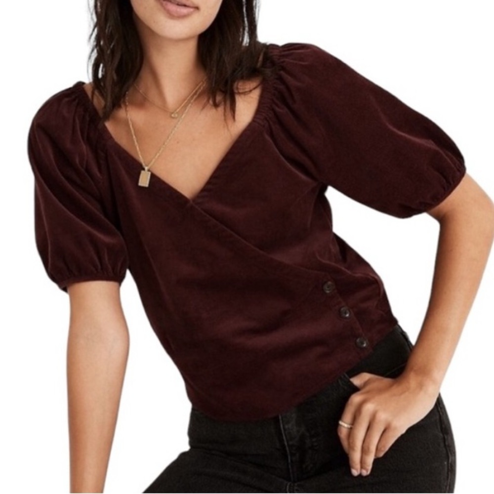 Madewell | Burgundy Puff Sleeve Top